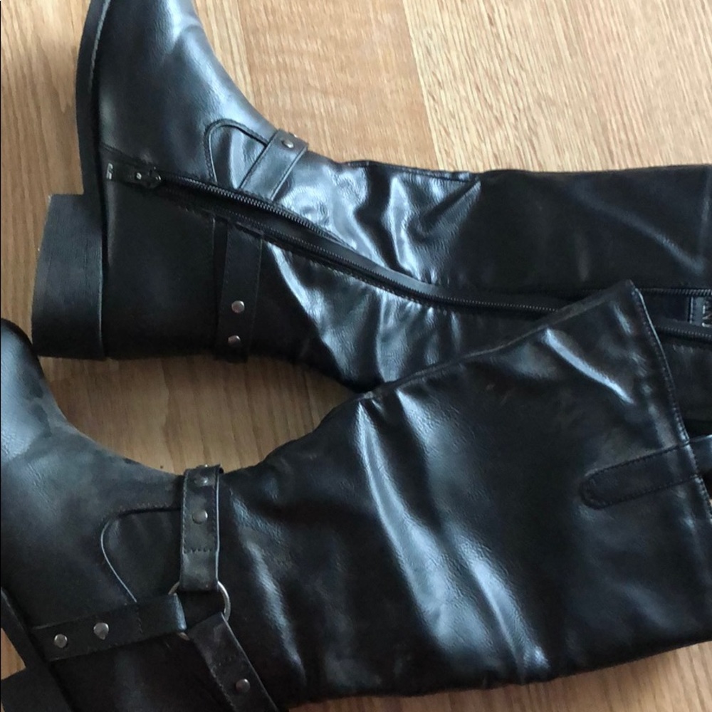Black calf high boots